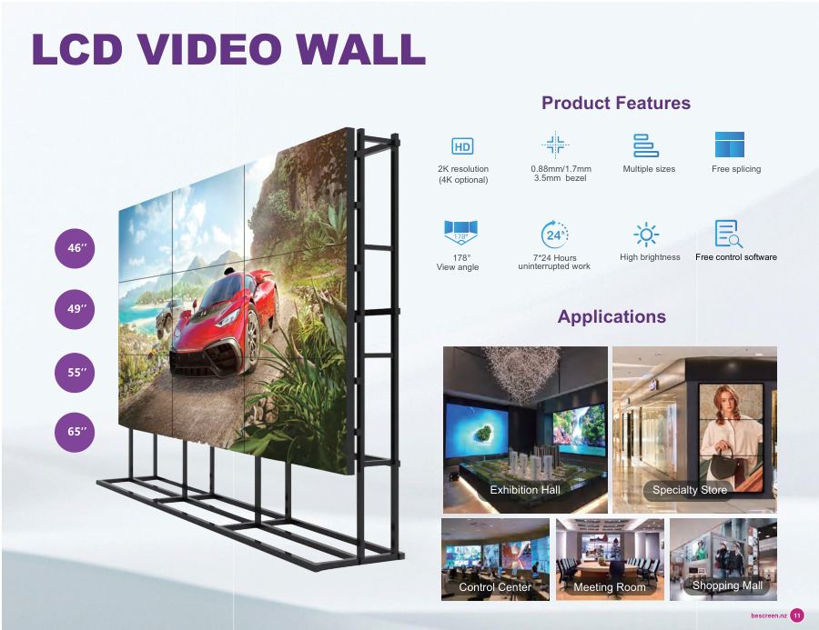 Page 11 of the Be Screen catalogue: LCD video wall